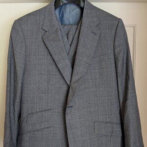 Lutwyche Savile Row Handmade Plaid Check 3-Piece Suit + Extra Pants Size US44S